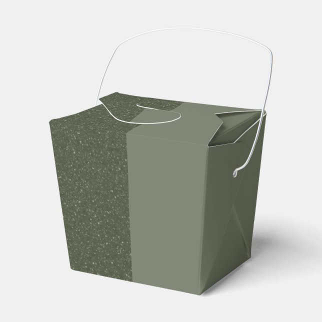 Custom Speckled Moss Green Takeout Favour Box (Front Side)
