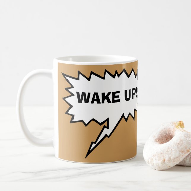 Custom Speech Balloons Funny Comics Wake Up mug (With Donut)