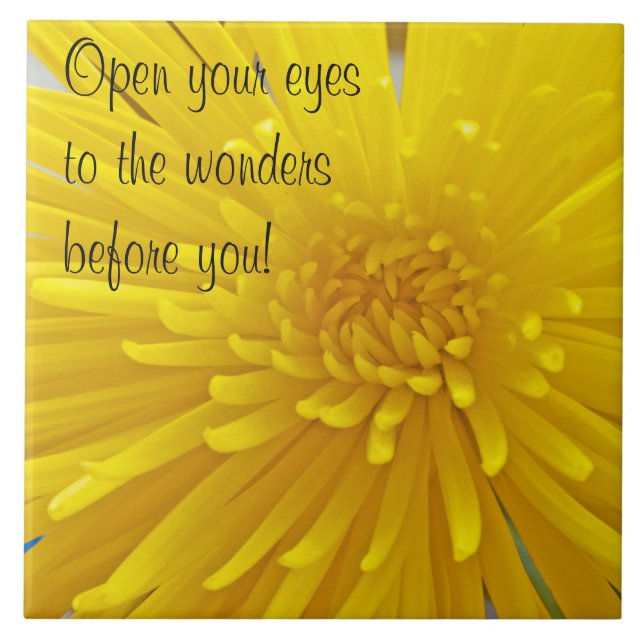 Custom Spiky Yellow Dahlia Close Up Photograph Tile (Front)