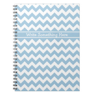 Custom Spiral Notebook, Blue and White Chevrons Notebook