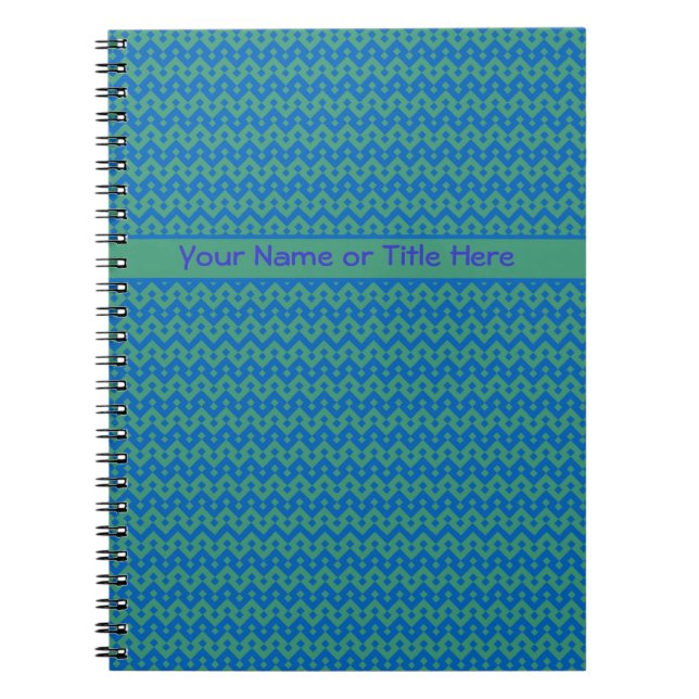Custom Spiral Notebook, Emerald and Blue Geometric Spiral Notebook (Front)