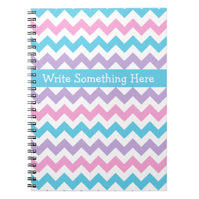Custom Spiral Notebook, Pink, Blue, Mauve Chevrons Spiral Notebook (Front)