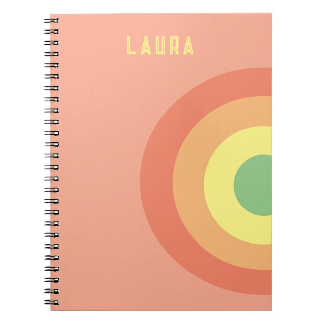 custom Spiral Notebook target rainbow pink, peach (Front)