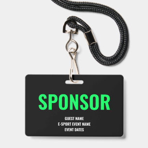 Custom Sponsor Access Minimalist E-Sport Green ID Badge