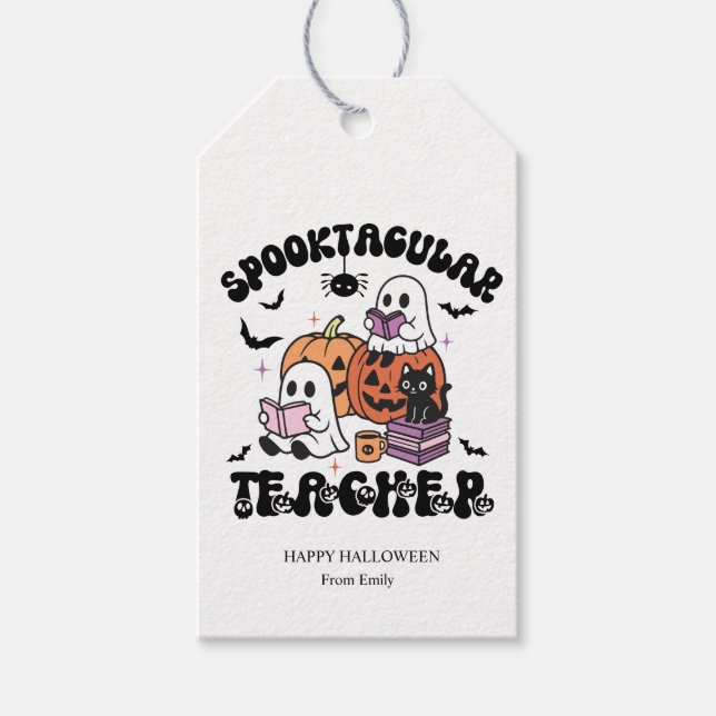 Custom Spooktacular Teacher Halloween Gift Tags (Front)