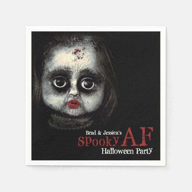 Custom Spooky AF Halloween Party  Napkin (Front)