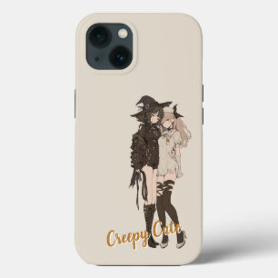 Custom Spooky Beautiful Muted Beige Goth AnimeGirl iPhone 13 Case