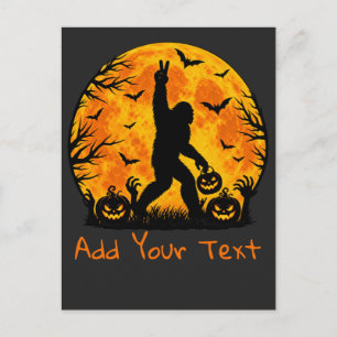 Custom Spooky Halloween Bigfoot Pumpkin Sasquatch Postcard