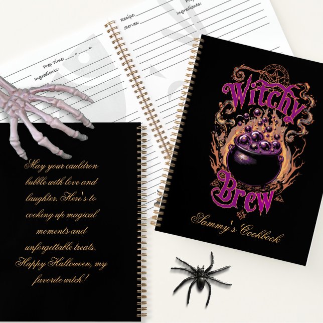 Custom Spooky Halloween Black Cauldron Witch Brew Notebook (Creator Uploaded)