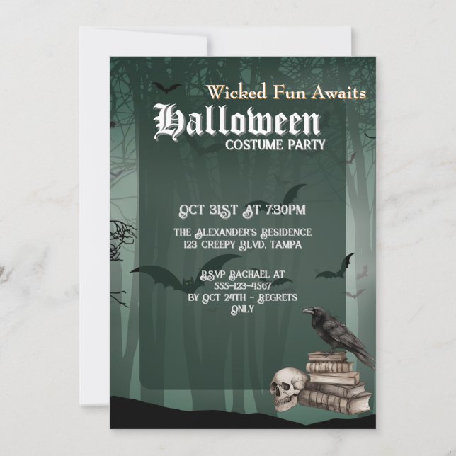 Custom Spooky Halloween Costume Party Invitation (Front)