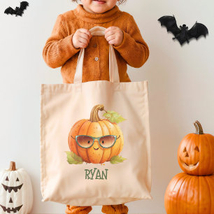 Custom Spooky Pumpkin Cute Watercolor Halloween  Tote Bag