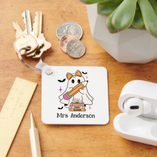 Custom Spooky Teacher Club Halloween Ghost Teacher Key Ring