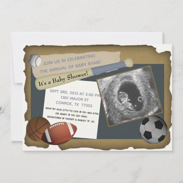Custom Sports Baby Shower/Birthday Invitation (Front)