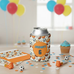 Custom Sports Balls Birthday Seltzer Can Cooler