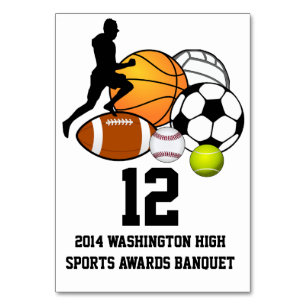 Custom Sports Banquet Table Number Card