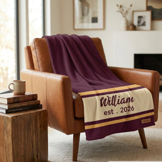 Custom Sports Blanket | Burgundy Gold Senior Night