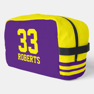 Custom sports jersey number athletic stripes dopp kit