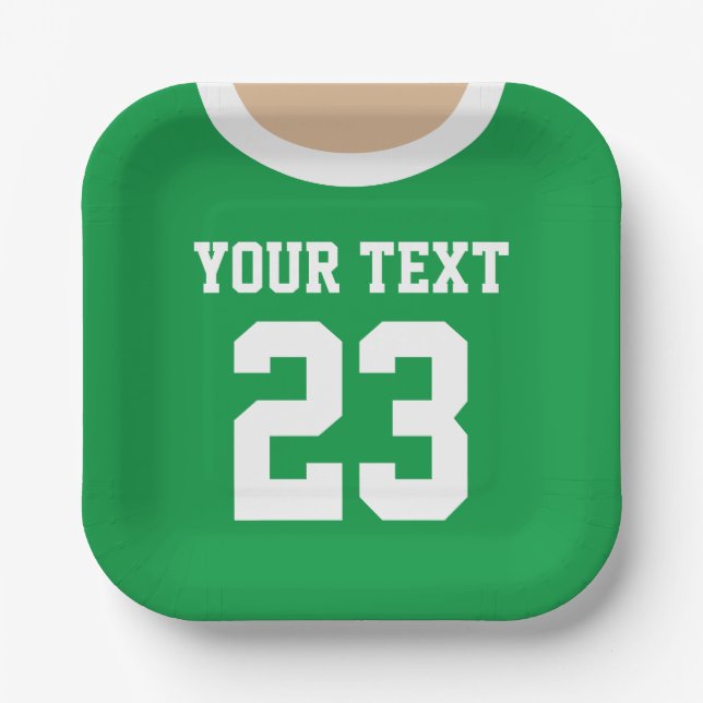 Custom sports jersey number kid's Birthday party Paper Plate (Front)
