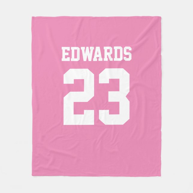 Custom Sports Numbered With Name Fleece Blanket (Front)