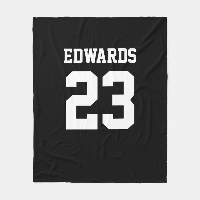 Custom Sports Numbered With Name Fleece Blanket (Front)