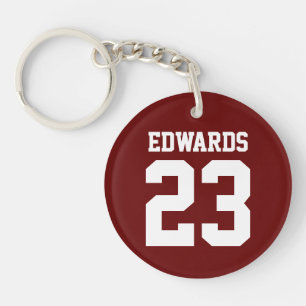 Custom Sports Numbered With Name Key Ring