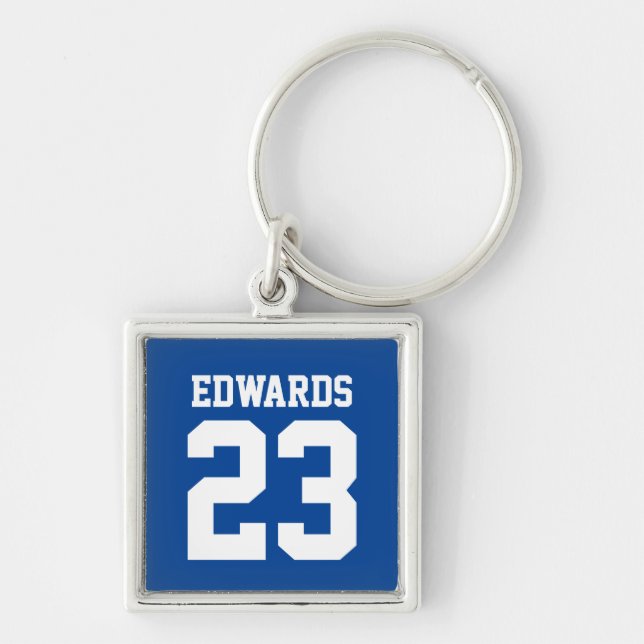 Custom Sports Numbered With Name Key Ring (Front)