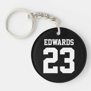 Custom Sports Numbered With Name Key Ring