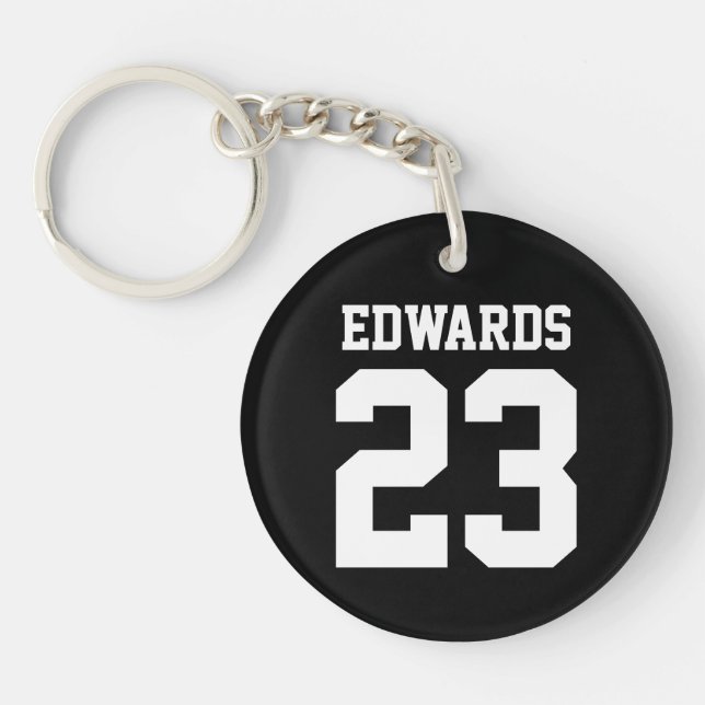Custom Sports Numbered With Name Key Ring (Front)