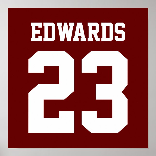 Custom Sports Numbered With Name Poster (Front)