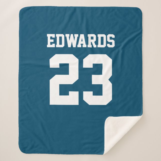 Custom Sports Numbered With Name Sherpa Blanket (Front)