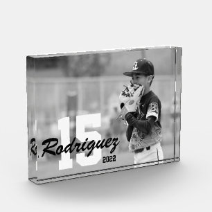 Custom Sports Photo with Name and Jersey Number   Block