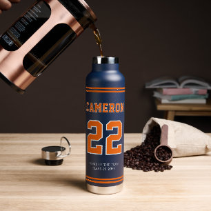 Custom Sports Style School College Player Graduate Water Bottle