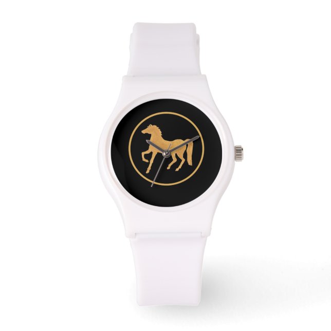 Custom Sporty White Wristwatch: Year of the Horse Watch (Front)