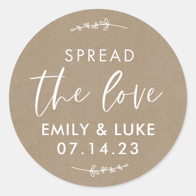 Custom Spread the Love Wedding Jam Favour Classic Round Sticker (Front)