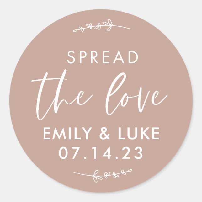 Custom Spread the Love Wedding Jam Favour Classic Round Sticker (Front)