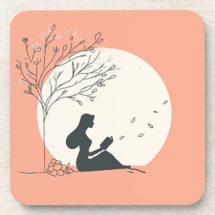 Custom Spring Aesthetic   Peaceful Girl Reading  Coaster
