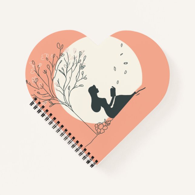 Custom Spring Aesthetic | Peaceful Girl Reading  Notebook (Front)