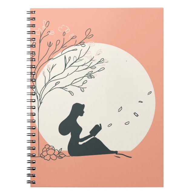 Custom Spring Aesthetic | Peaceful Girl Reading  Notebook (Front)