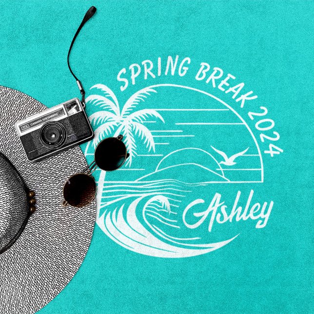 Custom Spring Break Girls Trip Cute Beach Fun Beach Towel (Creator Uploaded)