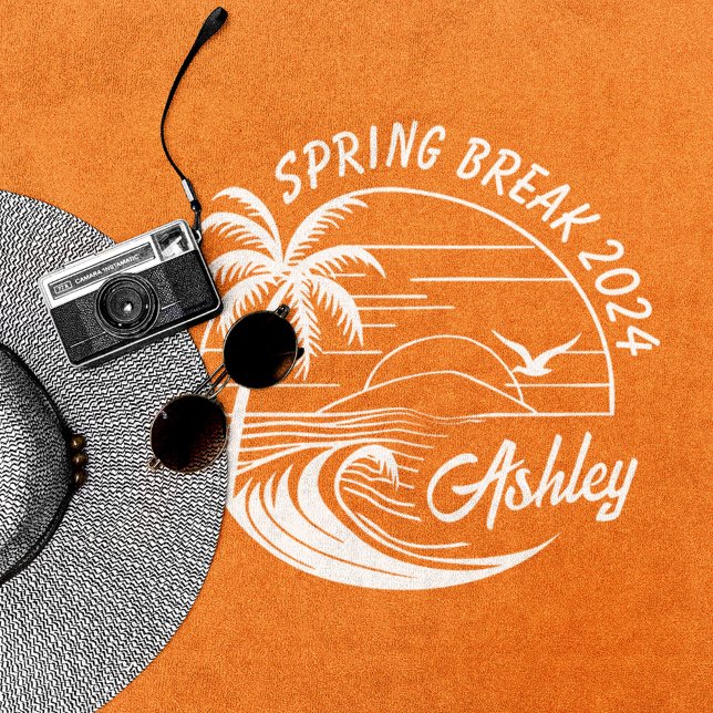 Custom Spring Break Girls Trip Cute Beach Fun Towel (Matching spring break towels for your whole girl squad!)