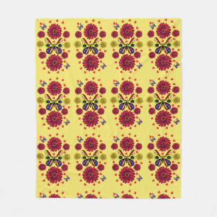 Custom Spring Butterfly Floral Gift Fleece Blanket