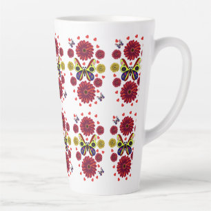 Custom Spring Butterfly Floral Gift  Latte Mug