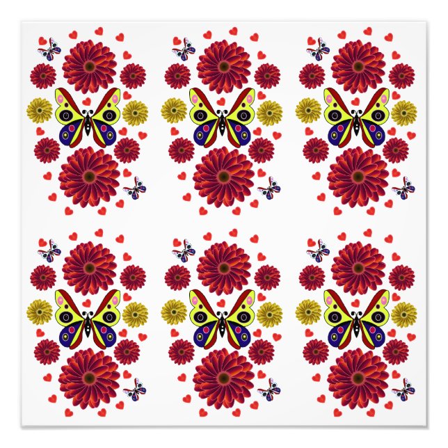 Custom Spring Butterfly Floral Gift  Photo Print (Front)