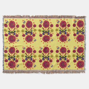 Custom Spring Butterfly Floral Gift Throw Blanket