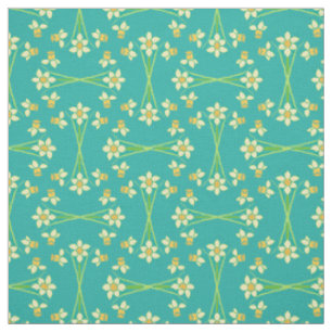 Custom Spring Daffodils on Teal Pattern Fabric
