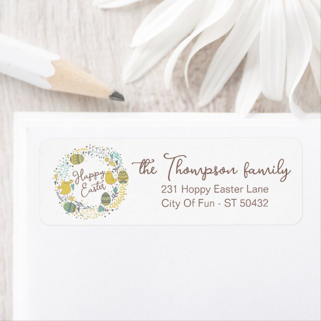 Custom Spring Floral Cute Chicks Happy Easter (Insitu)