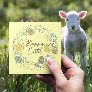 Custom Spring Floral Cute Chicks Happy Easter Holi Holiday Card