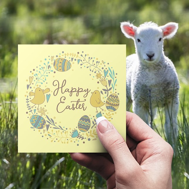 Custom Spring Floral Cute Chicks Happy Easter Holi Holiday Card (Creator Uploaded)