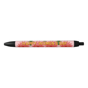 Custom Spring Flower Women's Day Pattern Black Ink Pen