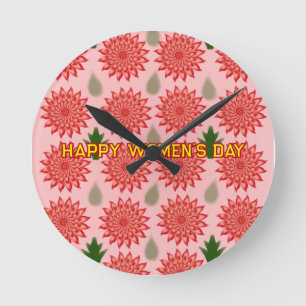 Custom Spring Flower Women's Day PatWrapping Paper Round Clock